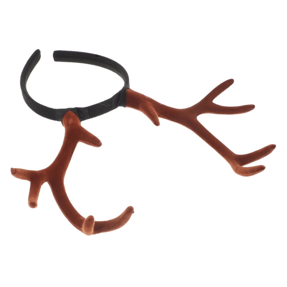 Deer Horn Headband, Fawn Antler Hair Hoop, Plastic Coffee Color, 1 Set for Christmas Party, Holiday Costume, Photo Props
