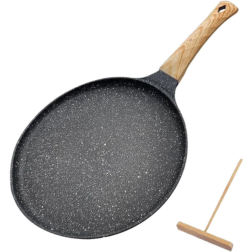Cooking Utensils under $20,Onstick Crepe Pan With Spreader 9.5 Inch Coating Flat Skillet Tortilla Pan Compatible With All Stovetops