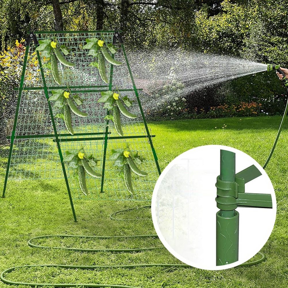 Garden Cucumber Trellis for Climbing Plants Outdoor, 47x15 inch A Frame Cucumber Trellis for Garden Raised Bed, Plant Support for Vegetable Vine Pea Bean, with Netting, Green