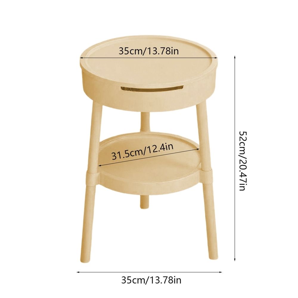 Modern Side Table with Drawer, Multifunctional 2 Tier End Table with Shelf, Wood Grain Nightstand with Storage for Living Room, Bedroom, Office, Dorm