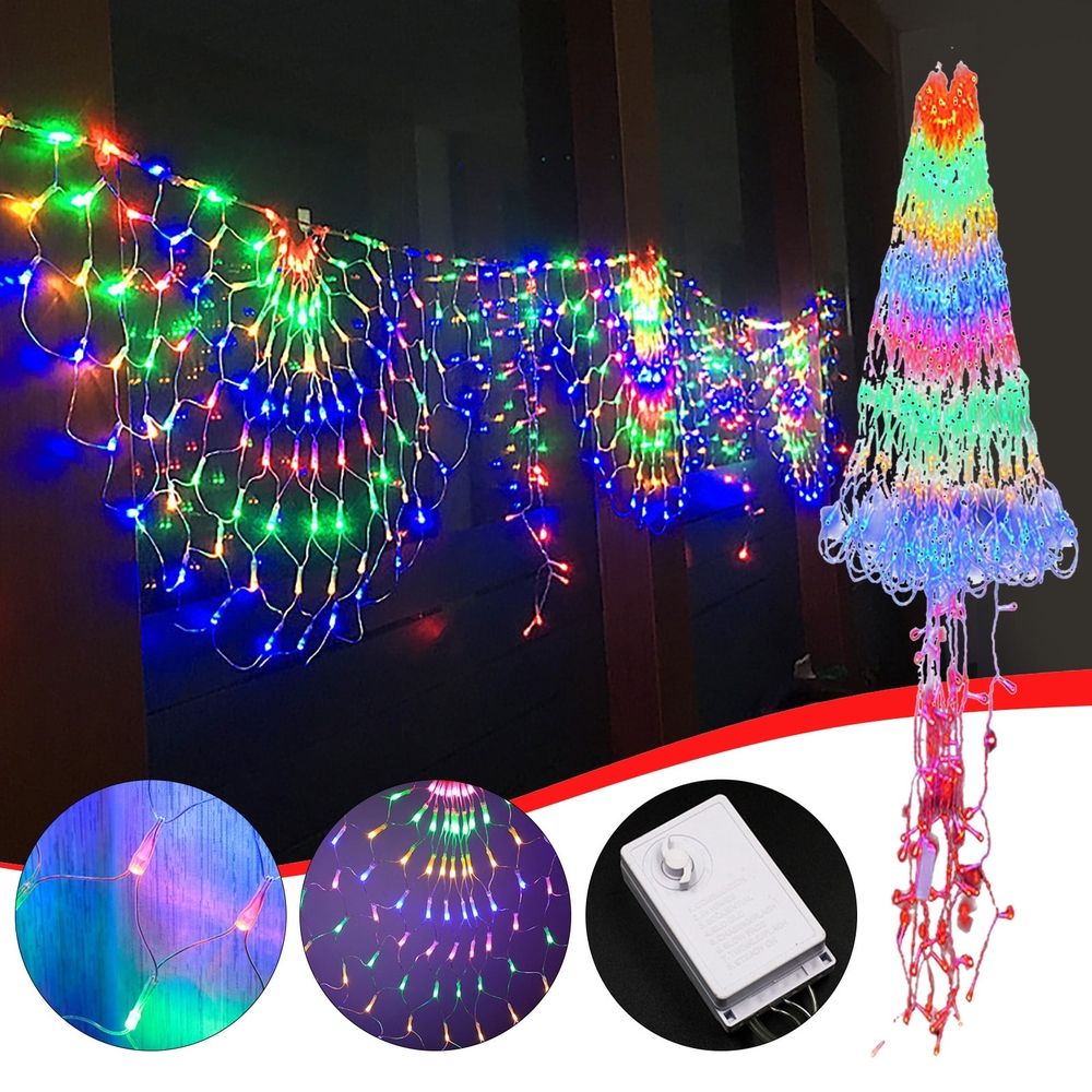 LED Peacock Net Lights Fishing Net Lights Christmas Decorative Lanter Lights Outdoor rainproof for Festive Tree Garden Party Decorations