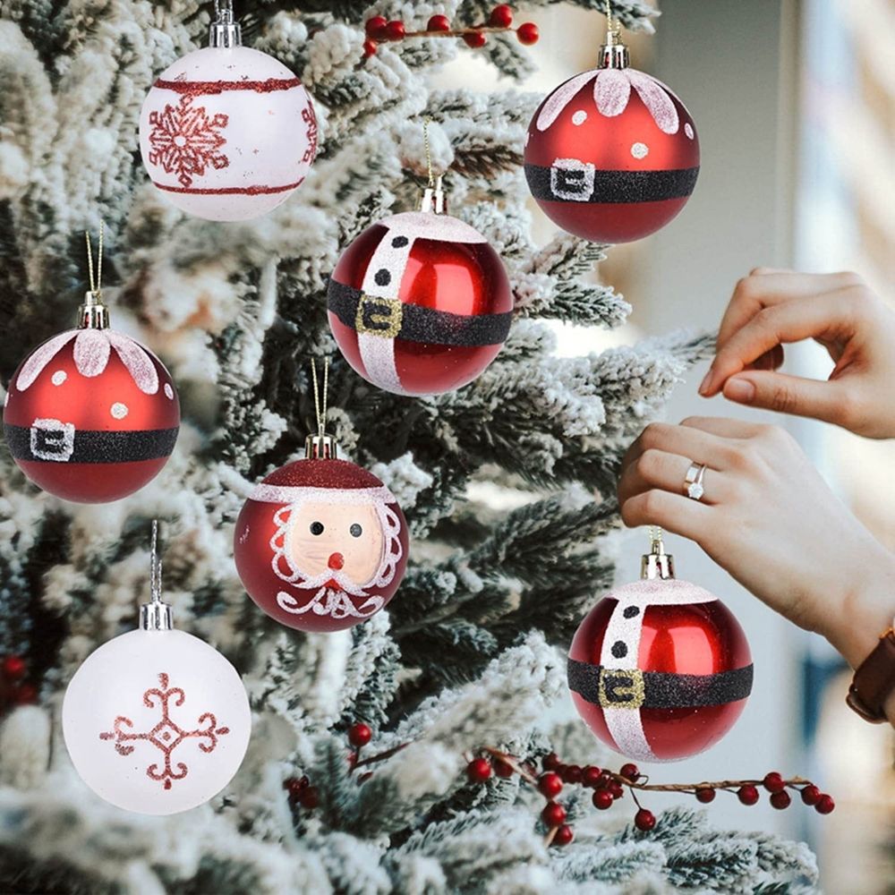 Christmas Gifts 9Pc Christmas Ball Ornament Christmas Tree - Shatterproof Christmas Tree Ornament Hanging Balls for Festive Wedding Party Decorations (Red, 2.36in-6cm)