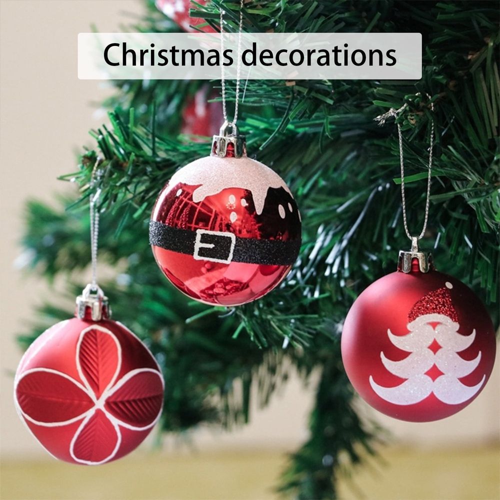 Christmas Gifts 9Pc Christmas Ball Ornament Christmas Tree - Shatterproof Christmas Tree Ornament Hanging Balls for Festive Wedding Party Decorations (Red, 2.36in-6cm)