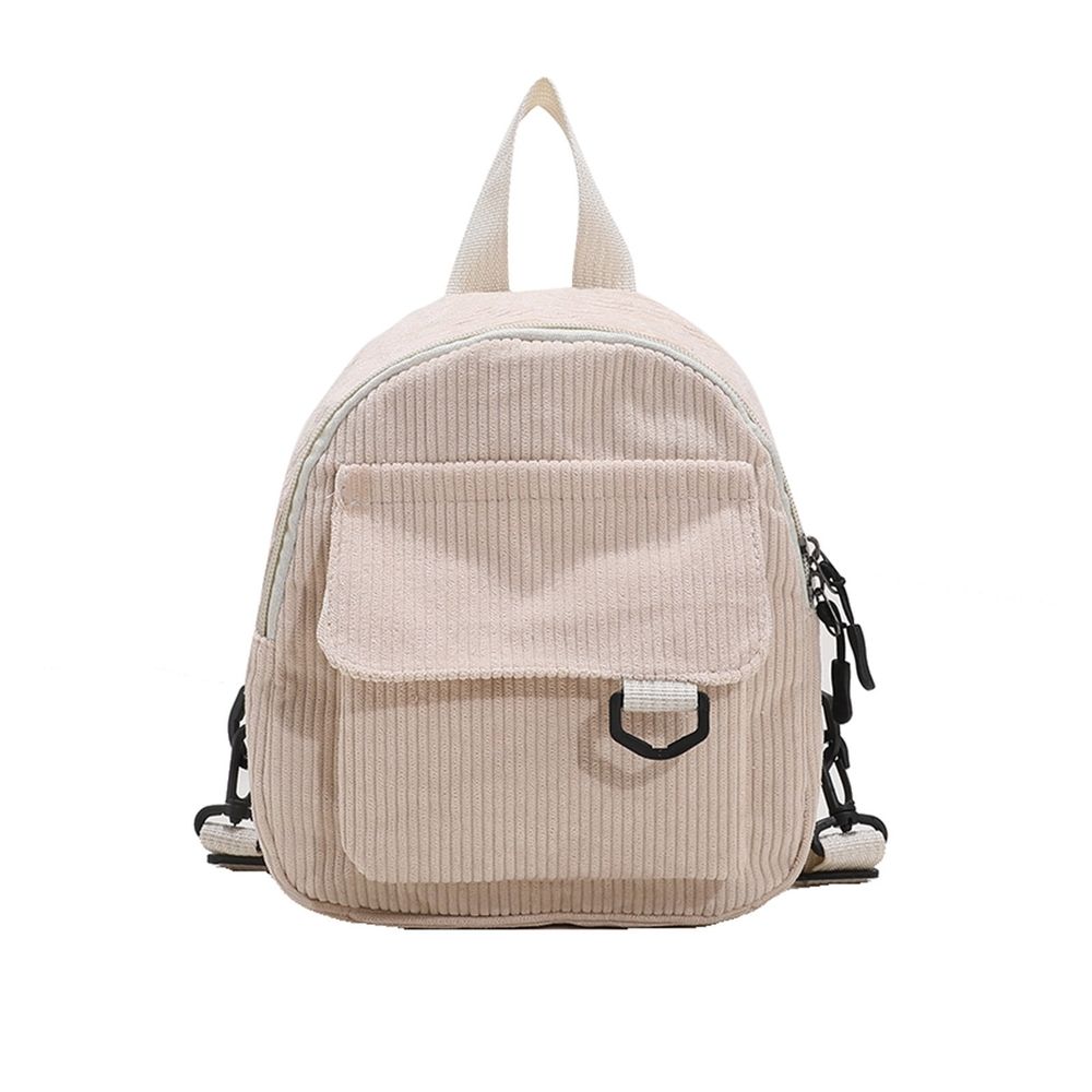 Mini Backpack for Women, Corduroy Backpack, Women Travel Corduroy Bag, Adjustable Shoulder Strap Backpack, Casual Daypack, White