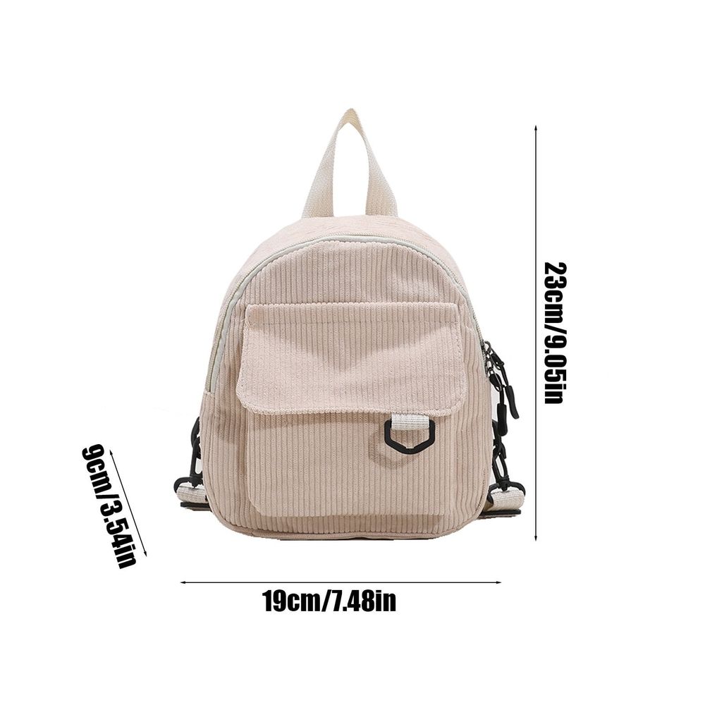 Mini Backpack for Women, Corduroy Backpack, Women Travel Corduroy Bag, Adjustable Shoulder Strap Backpack, Casual Daypack, White
