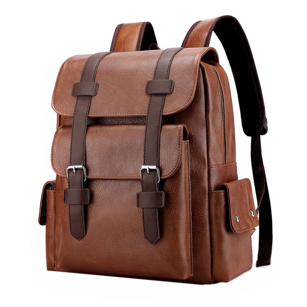 Leather Laptop Backpack for Women Men, Large Capacity Work Backpack, Business BackPack, College Travel Casual Backpack, Bookbag, Coffee