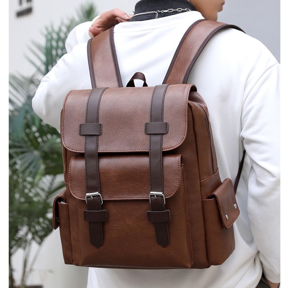 Leather Laptop Backpack for Women Men, Large Capacity Work Backpack, Business BackPack, College Travel Casual Backpack, Bookbag, Coffee