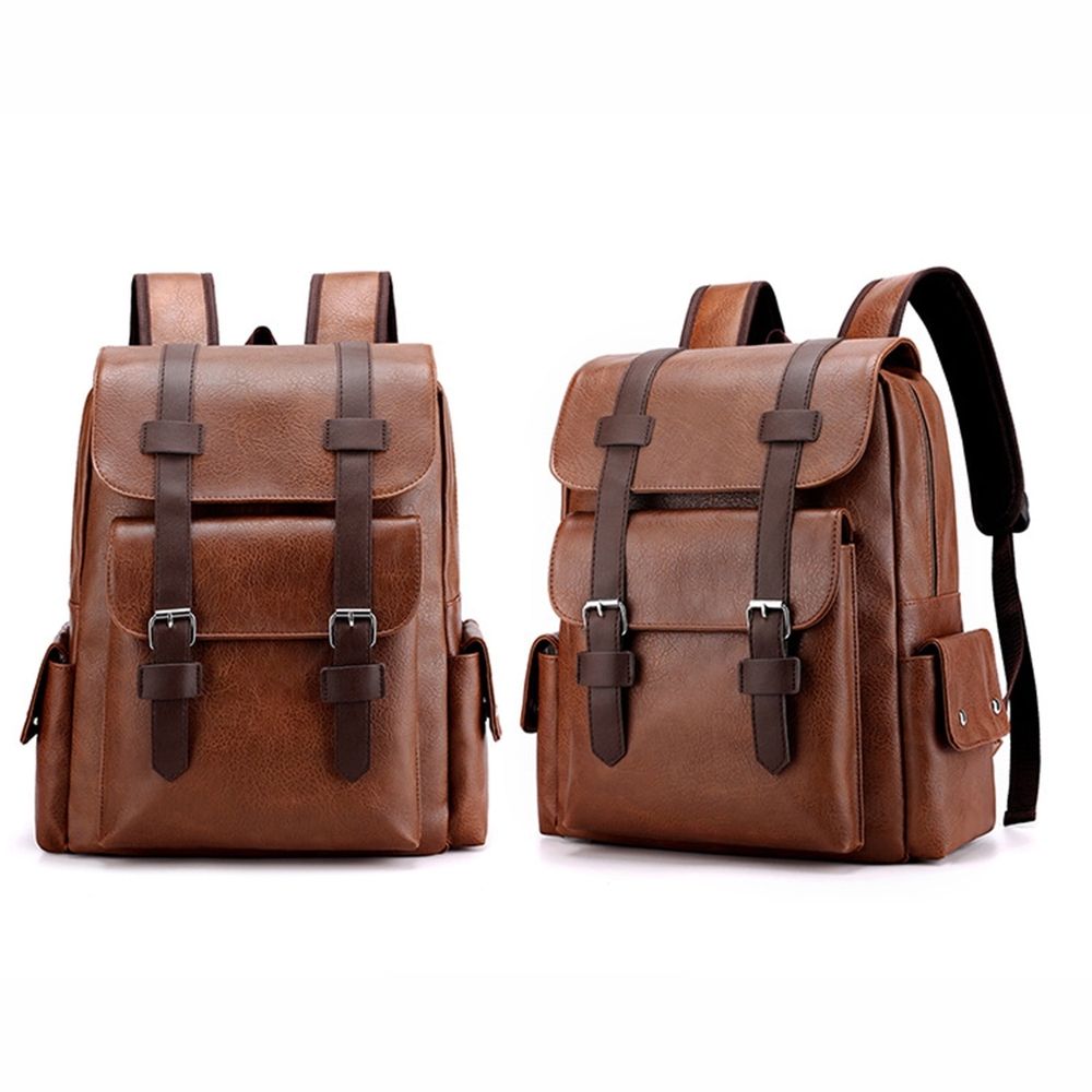 Leather Laptop Backpack for Women Men, Large Capacity Work Backpack, Business BackPack, College Travel Casual Backpack, Bookbag, Coffee
