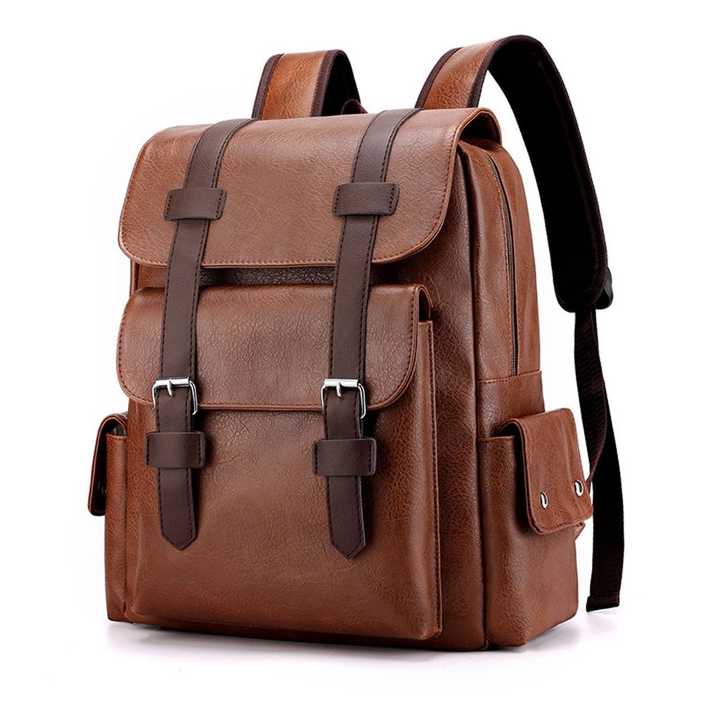 Leather Laptop Backpack for Women Men, Large Capacity Work Backpack, Business BackPack, College Travel Casual Backpack, Bookbag, Coffee