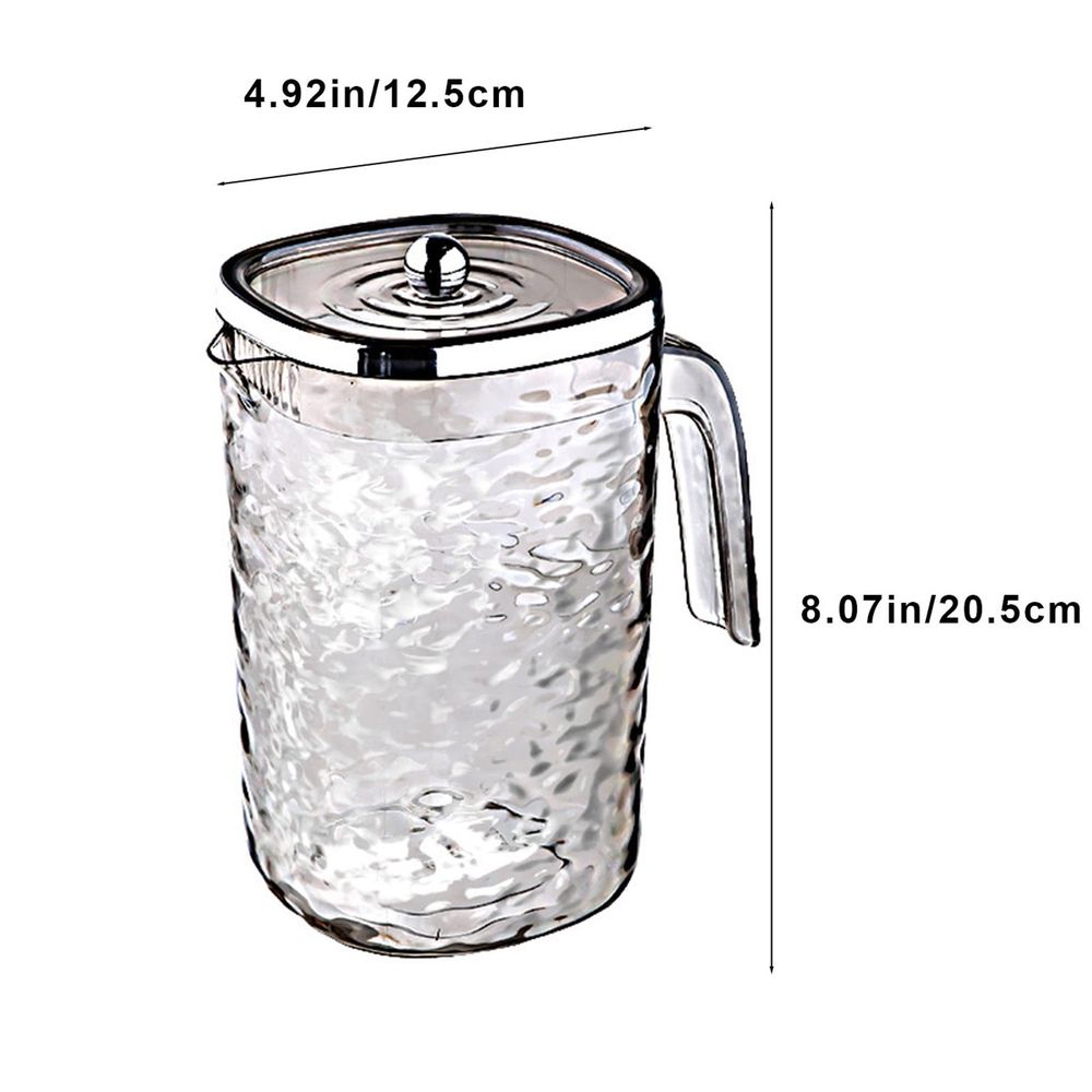 Cold Kettle with Handle, 2L Plastic Water Pitcher, Fridge Jug for Hot/Cold Lemonade Juice Beverage Jar Ice Tea Kettle, BPA Free, Gray