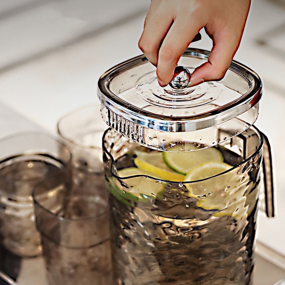 Cold Kettle with Handle, 2L Plastic Water Pitcher, Fridge Jug for Hot/Cold Lemonade Juice Beverage Jar Ice Tea Kettle, BPA Free, Gray