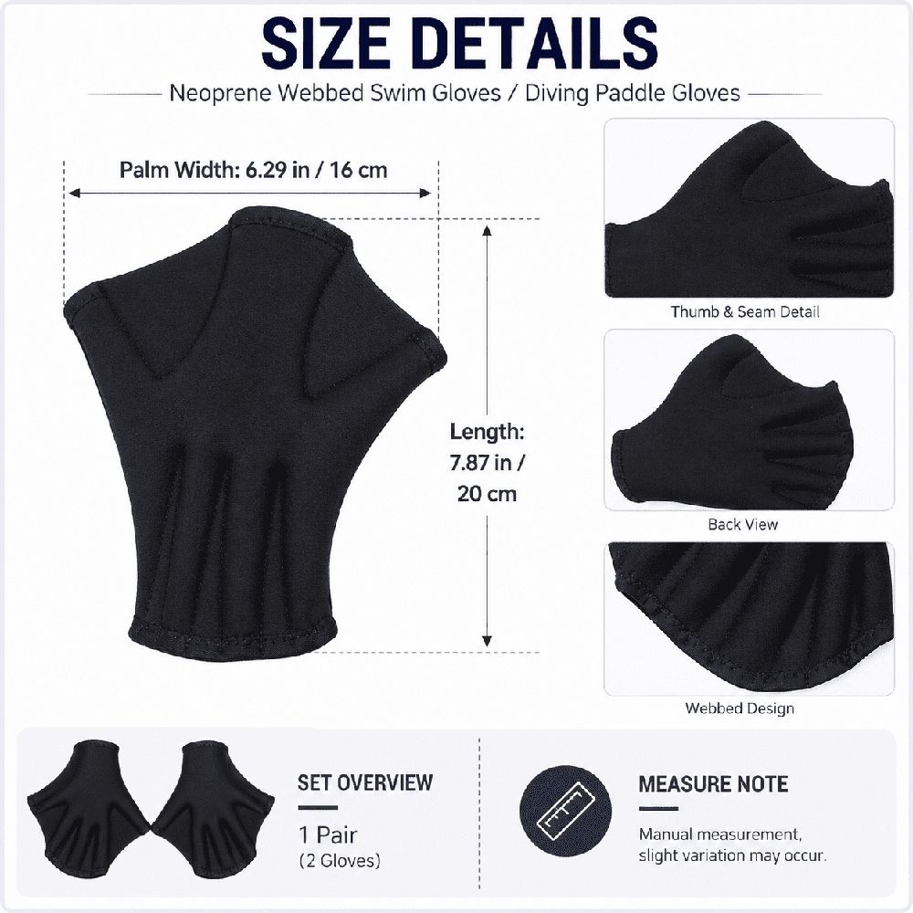 Swimming Gloves Aquatic Gloves Helping Upper Body Resistance, Webbed Swim Gloves Well Stitching, No Fading, Sizes Men Women Adult Children Aquatic Fitness Water Resistance Training