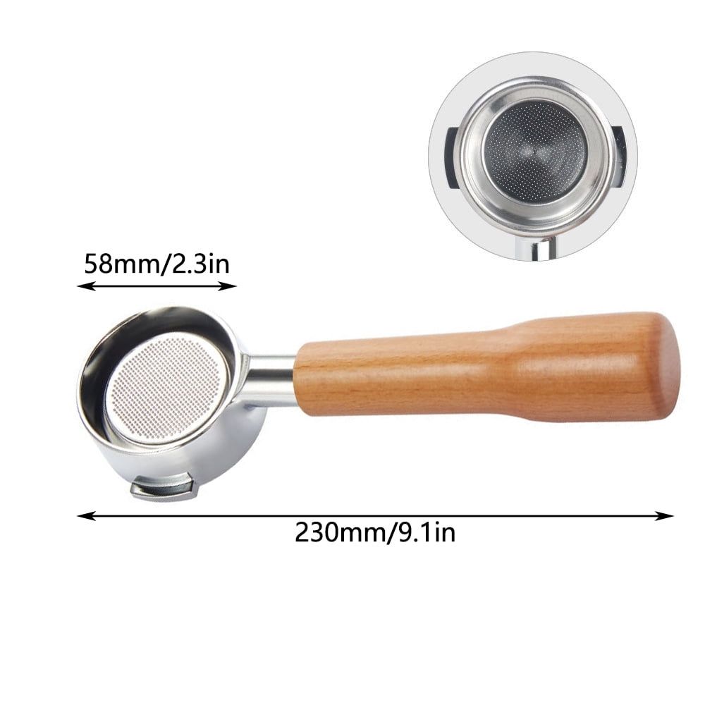 58mm/2.3in Coffee Bottomless Portafilter Compatible with Universal E61 58mm/2.3in Brewing Head Coffee Makers1 Cup Filter Basket