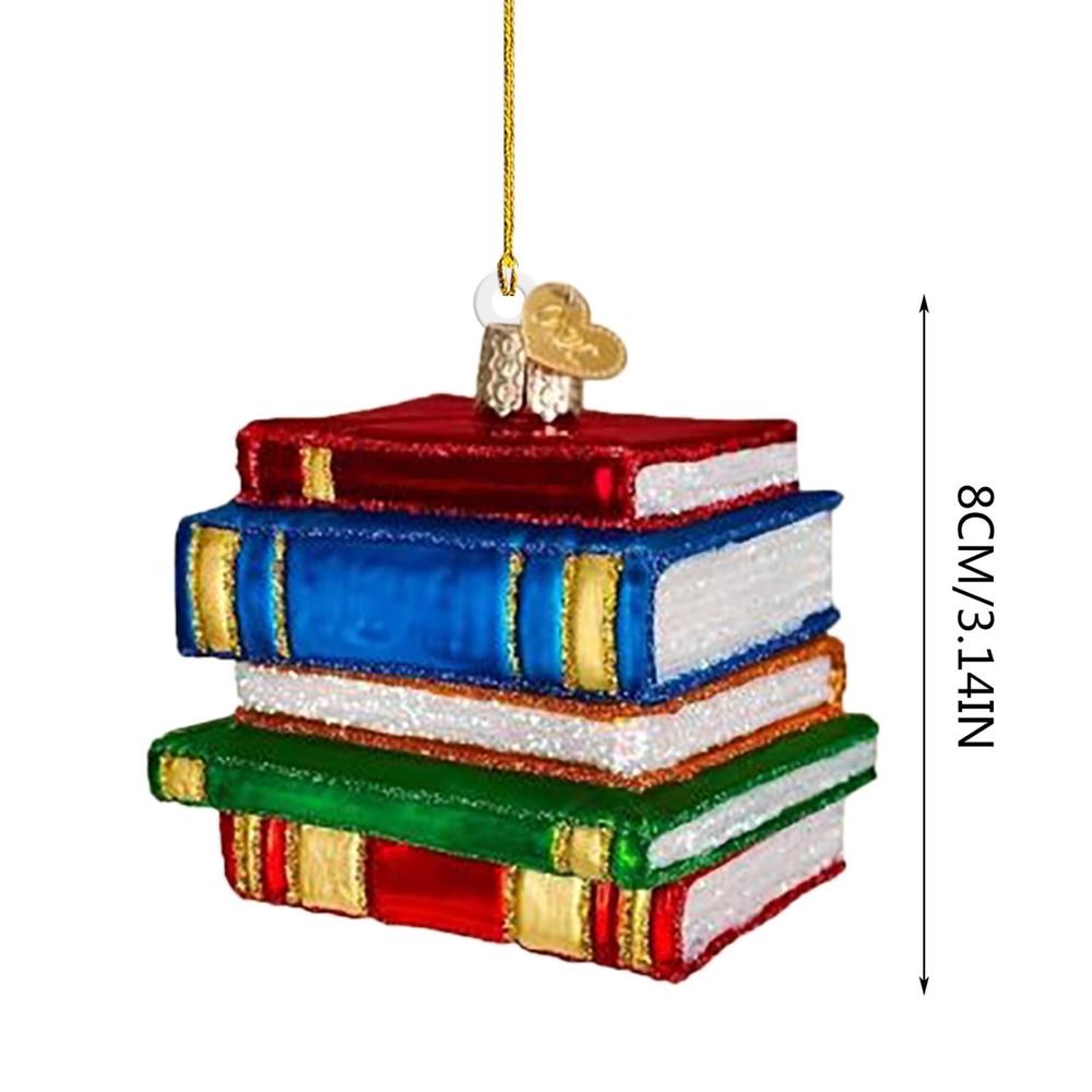 Book Decor Ornament Glass Window Hanging Acrylic Christmas Tree-Shaped Coffee Star Bookish Gifts for Teacher Book Lovers Decorations Accessories