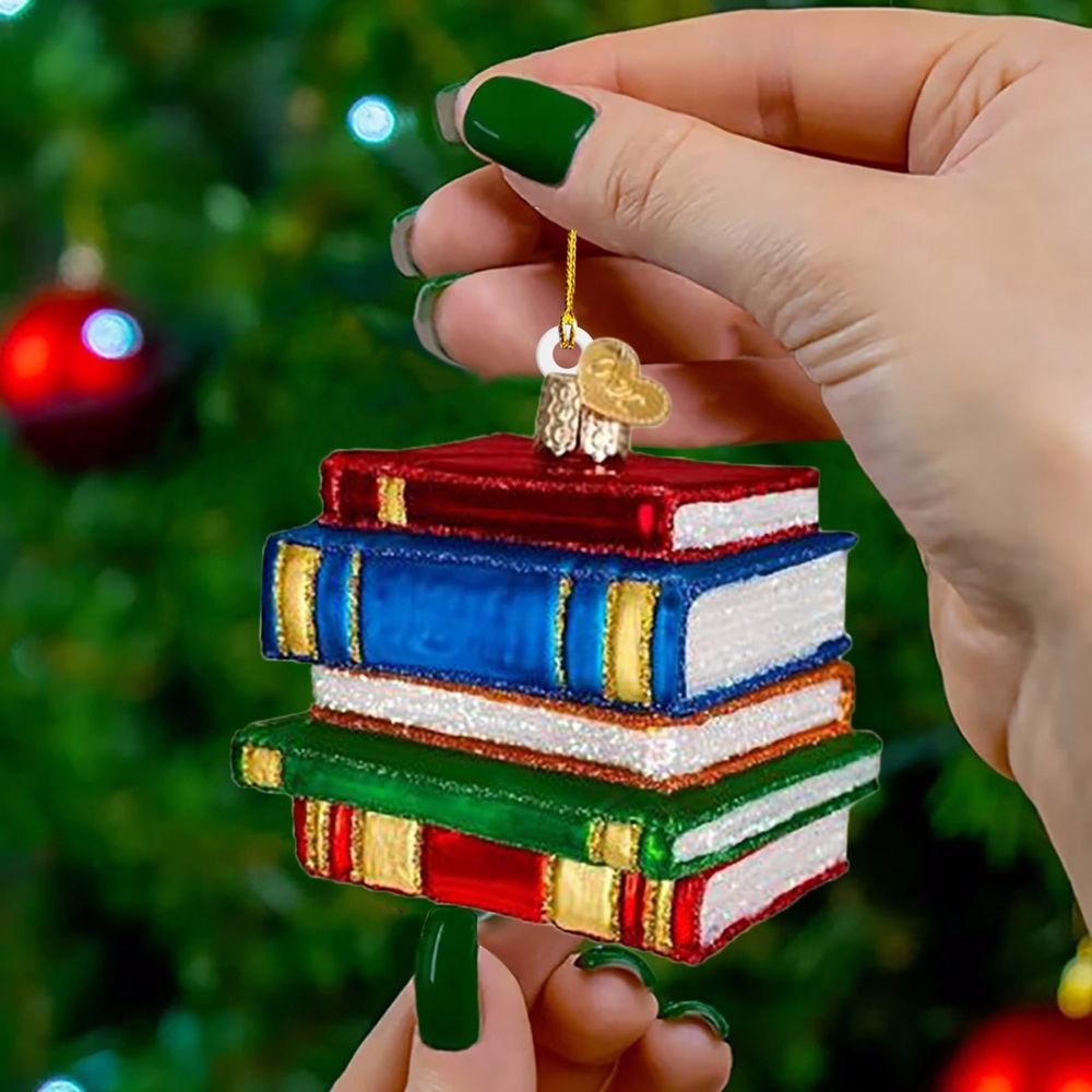 Book Decor Ornament Glass Window Hanging Acrylic Christmas Tree-Shaped Coffee Star Bookish Gifts for Teacher Book Lovers Decorations Accessories