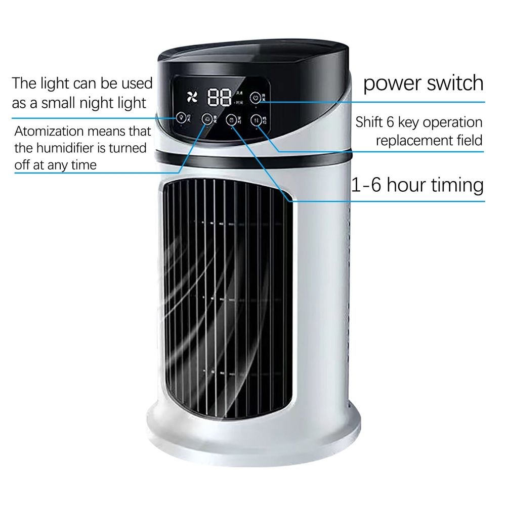 Desktop Fan with Cooling Humidifier, USB Multifunctional Air Cooler with Timer, RGB 5-Speed Fan for Home Dorm Office