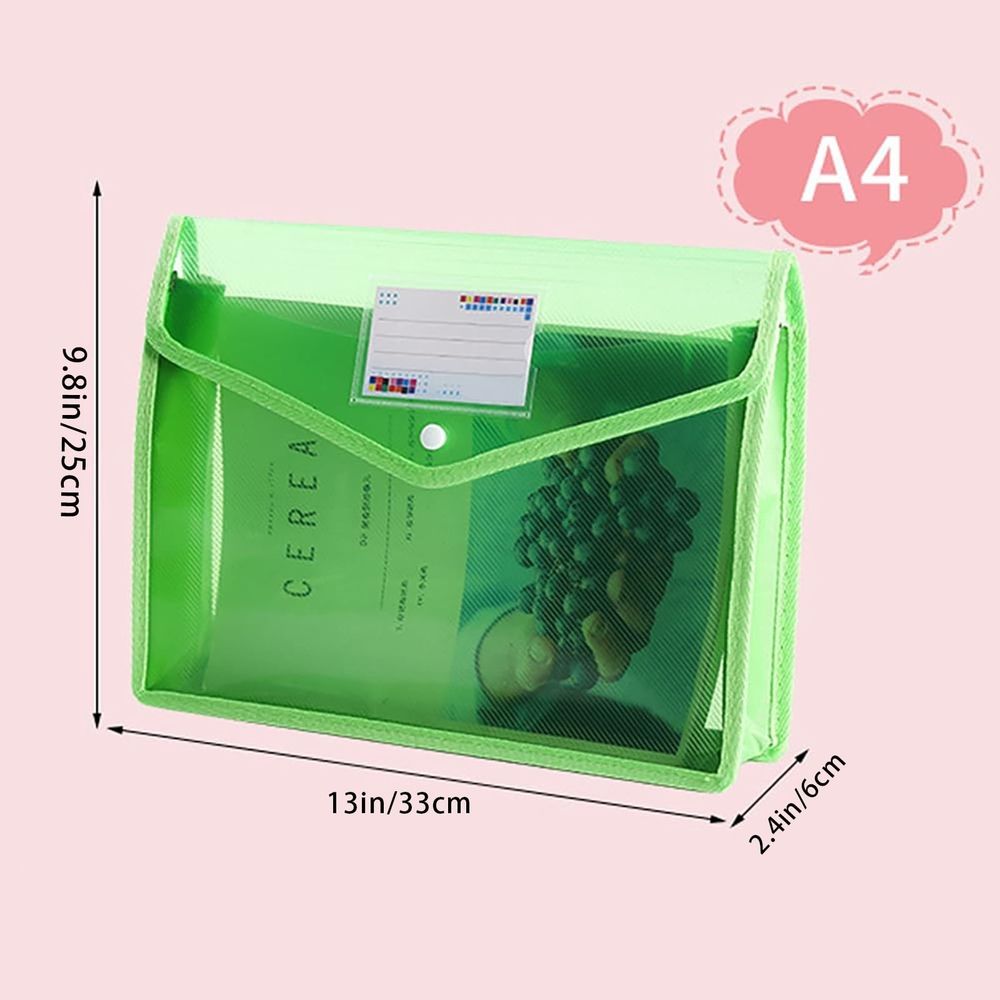 Plastic File Folders A4 Size 2PCS Expandable Document Folder Plastic Envelope Expanding File Wallet Organizer Documents Folder with Snap Closure and Pocket,Waterproof Transparent Pouch \ufeff