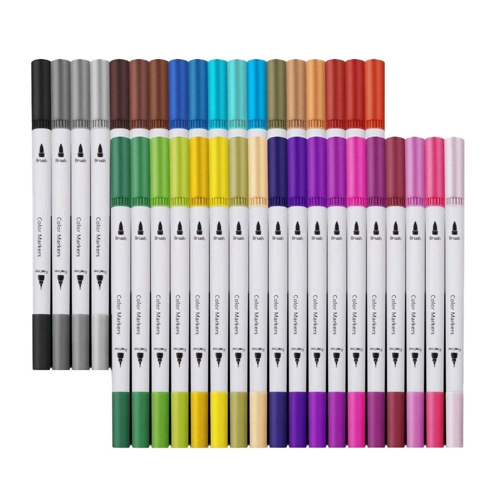 Double-headed Coloring Pen and Fineliner Color Pen 36 Colors Numbered Dual Tip (Brush and Fine Point) Marker Pen for Note taking Planner Hand Lettering Calligraphy Drawing Journaling