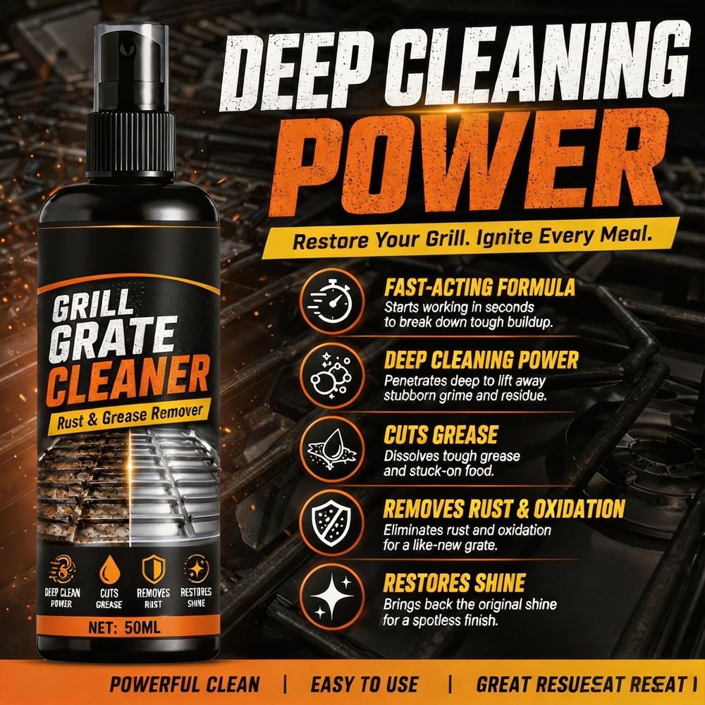 Portable BBQ Grill Cleaner Spray, 50ml Rust and Grease Remover, Heavy Duty Descaling Solution for Metal Grates and Stoves