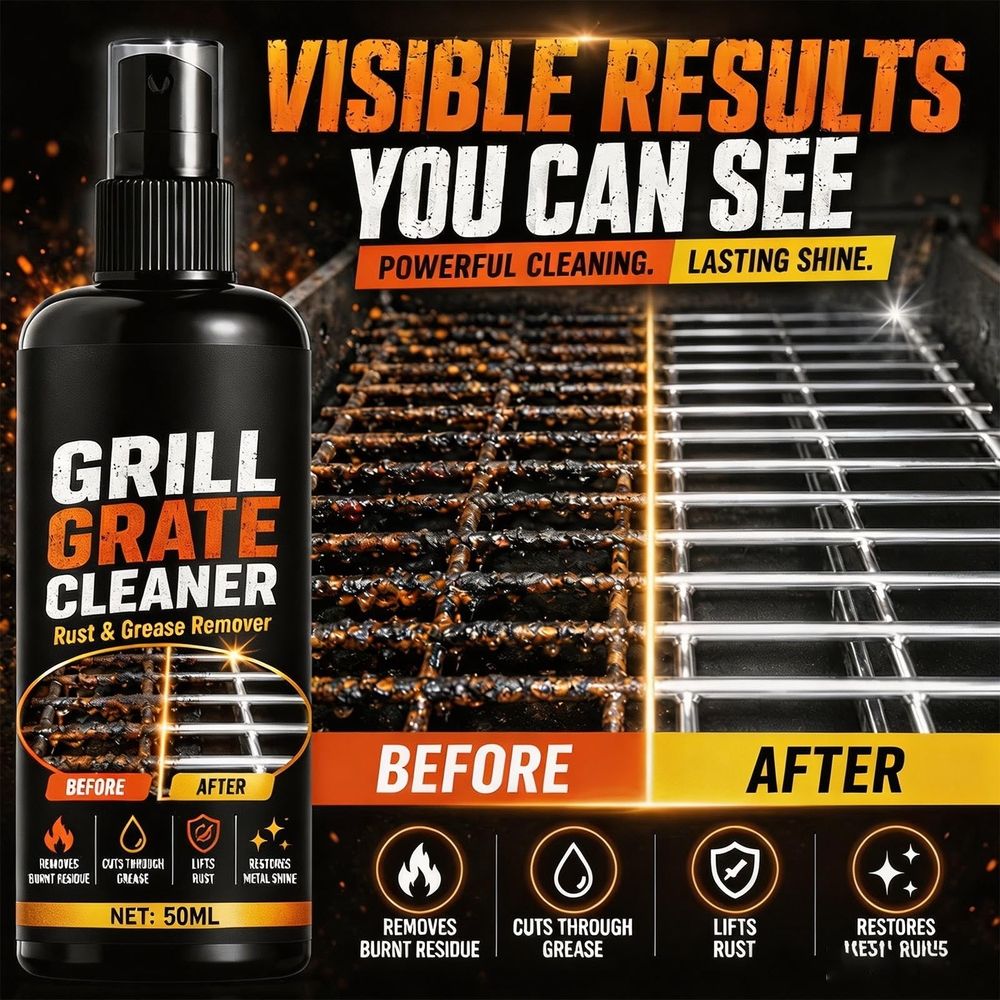 Portable BBQ Grill Cleaner Spray, 50ml Rust and Grease Remover, Heavy Duty Descaling Solution for Metal Grates and Stoves