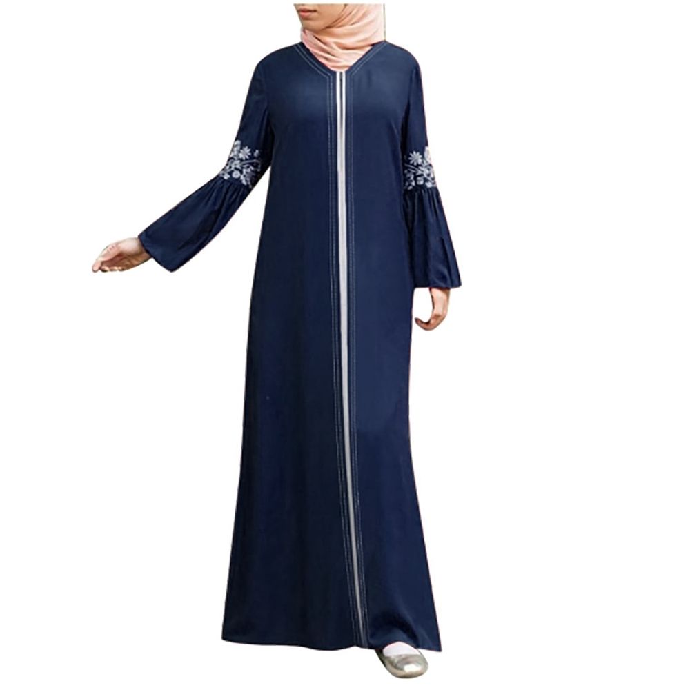 Dresses for Women Summer Dress Muslim Abaya Long Dress Floral Printed Vintage Kaftan Islamic Maxi Dresses