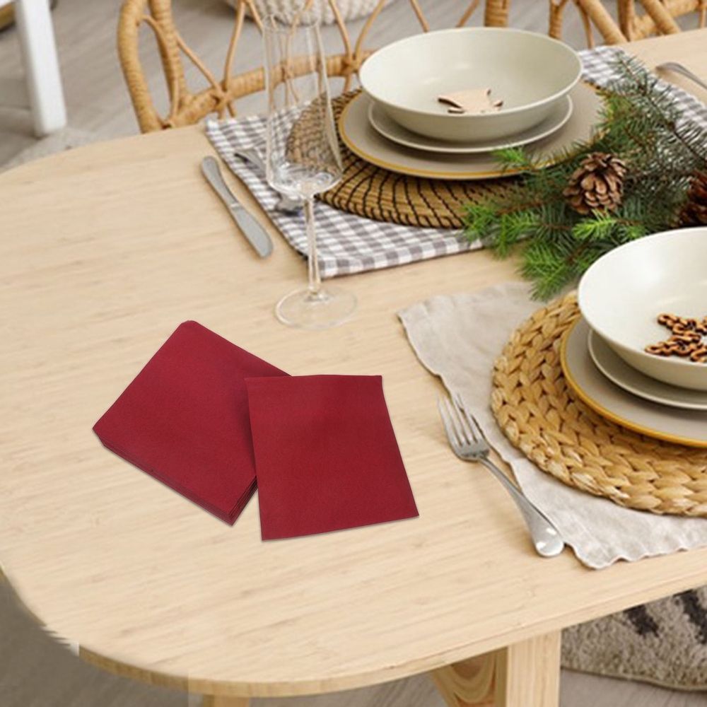 50 Pcs Dark Red Cocktails Napkins Disposable Soft Absorbent Paper Napkins for Kitchen Dinner Party Wedding or Everyday Use