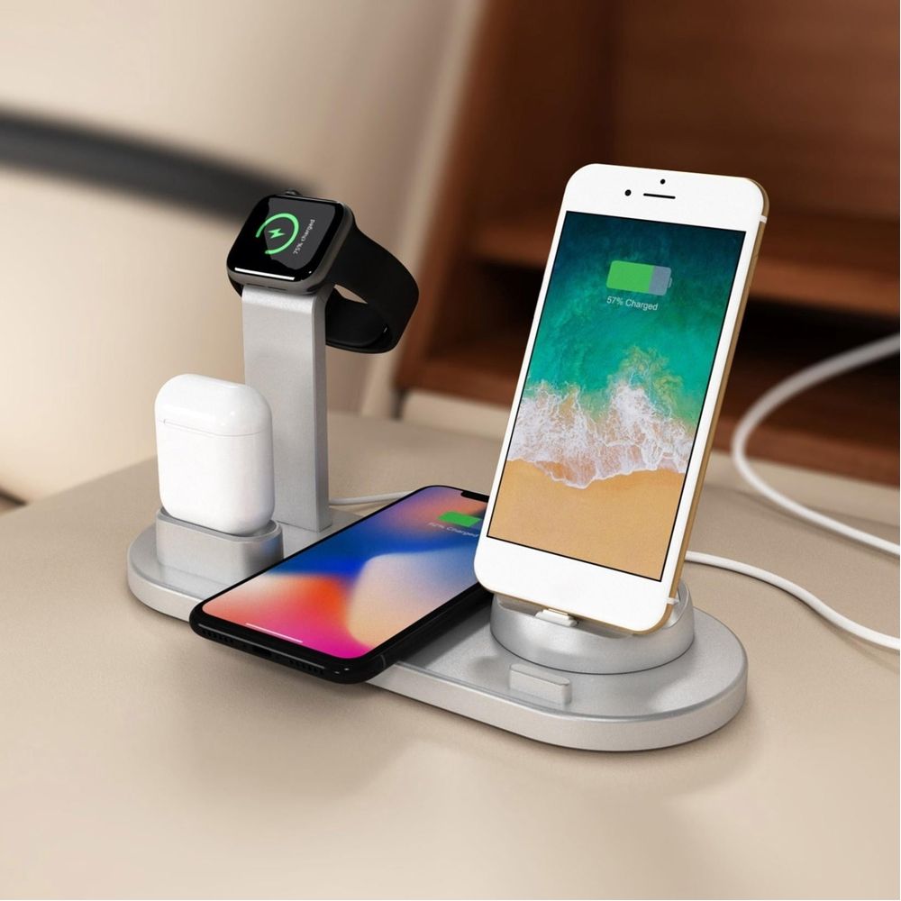 7-in-1 Wireless Charger Station Type C/Micro-USB for iPhone 17 16 15 14 13 12 Samsung Xiaomi Airpods Pro2/1 Fast Charging Stand (Black)