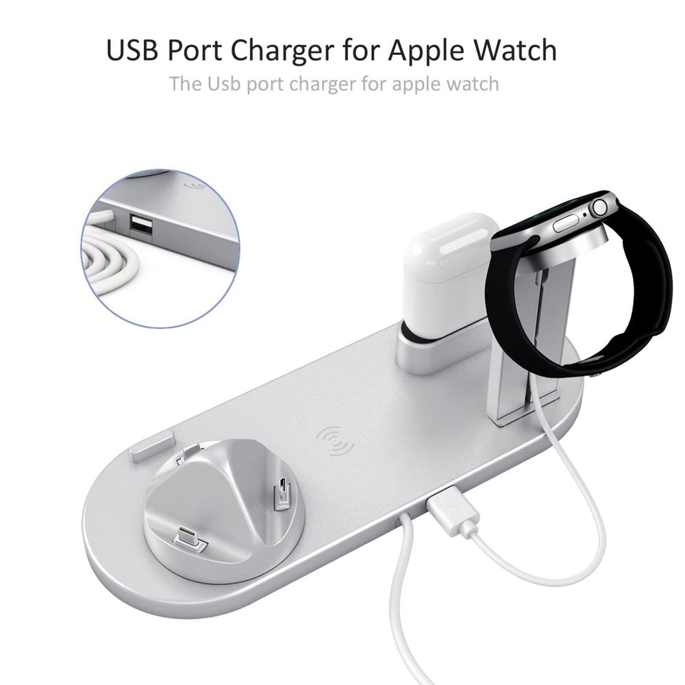 7-in-1 Wireless Charger Station Type C/Micro-USB for iPhone 17 16 15 14 13 12 Samsung Xiaomi Airpods Pro2/1 Fast Charging Stand (Black)