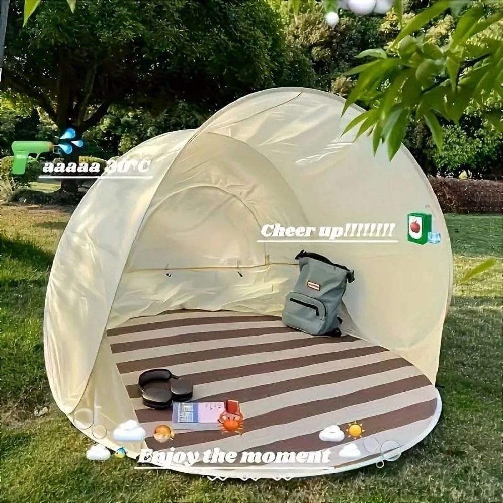Pop Up Beach Tent,Extra Large and Breathable Beach Tent Sun Shelter,Easy Setup and Foldable Design for 2-4 Person Beach Camping Picnic Backyard(White)