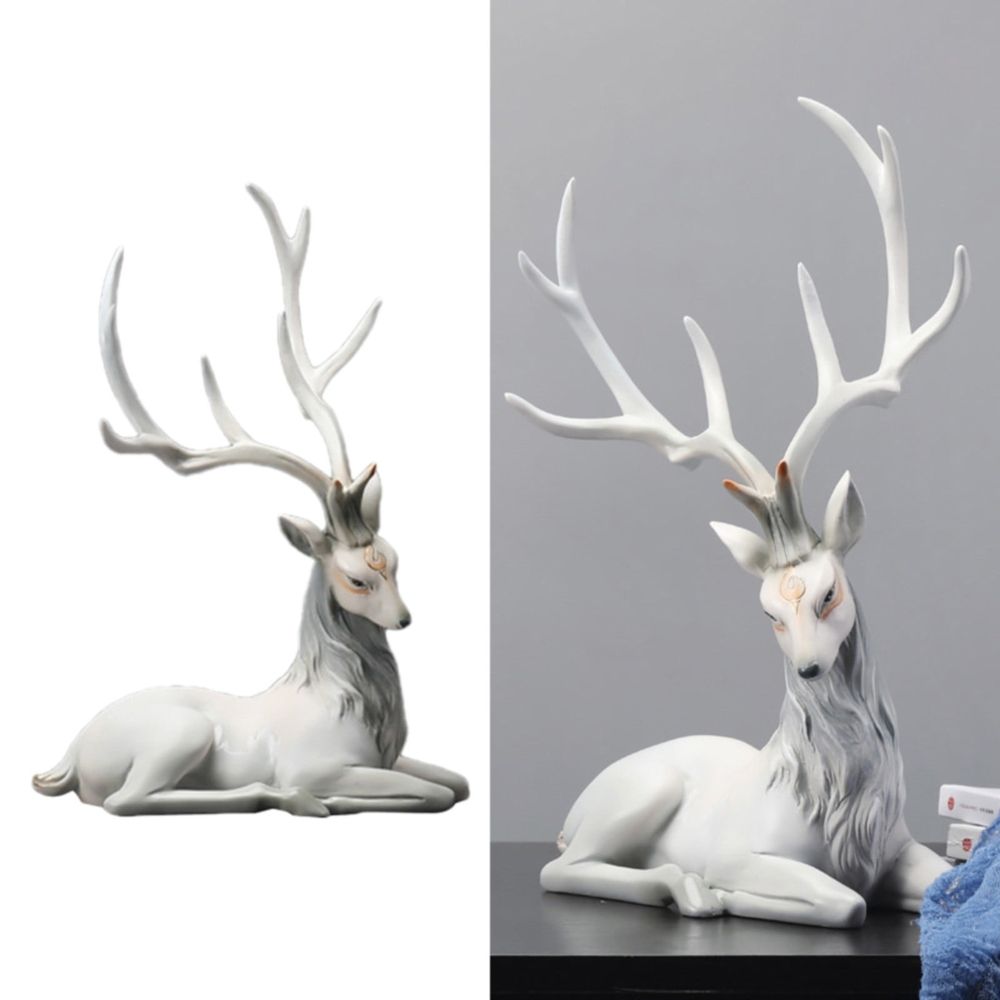1 Pcs Christmas Resin Sitting Standing Deer Statue Reindeer Figurines Deer Decorations for Home Indoor Rustic Christmas Home Decor Statue Small Reindeer Sculpture Desktop Ornament