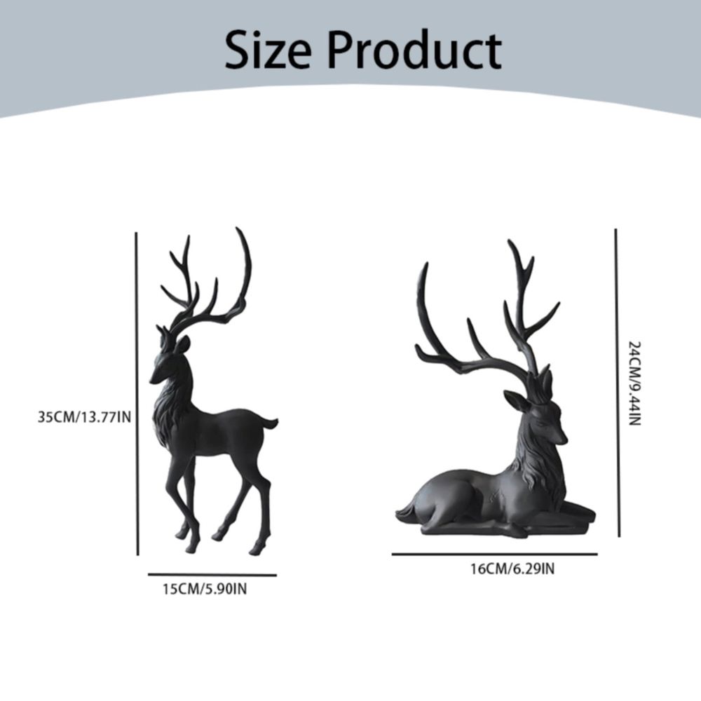 1 Pcs Christmas Resin Sitting Standing Deer Statue Reindeer Figurines Deer Decorations for Home Indoor Rustic Christmas Home Decor Statue Small Reindeer Sculpture Desktop Ornament