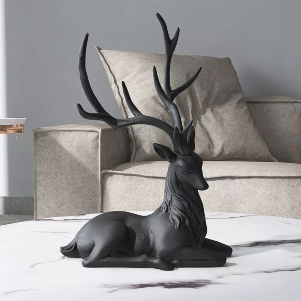 1 Pcs Christmas Resin Sitting Standing Deer Statue Reindeer Figurines Deer Decorations for Home Indoor Rustic Christmas Home Decor Statue Small Reindeer Sculpture Desktop Ornament