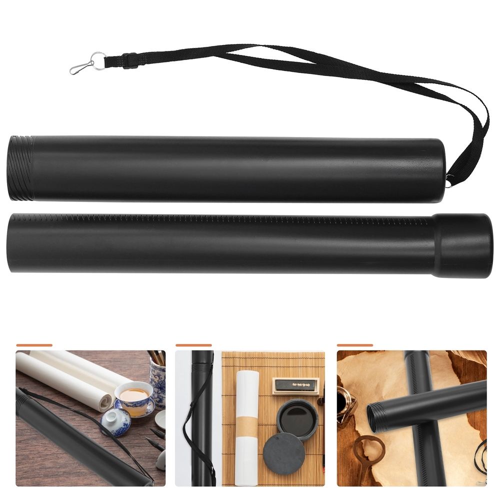 Extendable Black ABS Poster Tube with Cylindrical Design for Secure Artwork and Document Storage