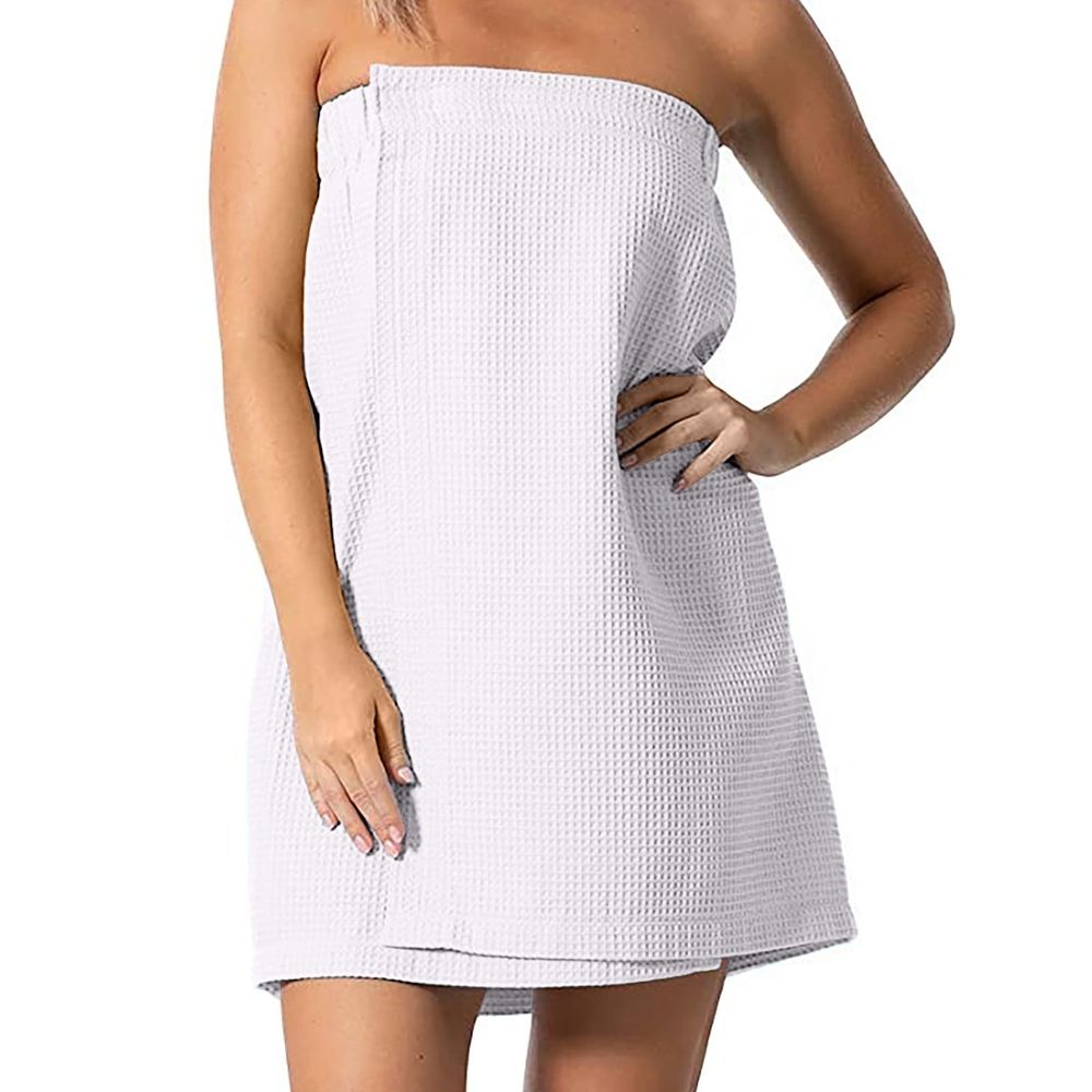 Ladies bath towel,Women's Waffle-Spa Body Wrap with Adjustable Closure Shower Nozzle,White,Other Mixed Materials