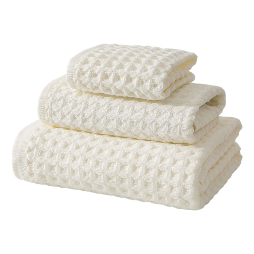 Bath Towel Polyester Bath Towel Cotton Waffle Bath Towel 3-Piece Set Dark Brown A