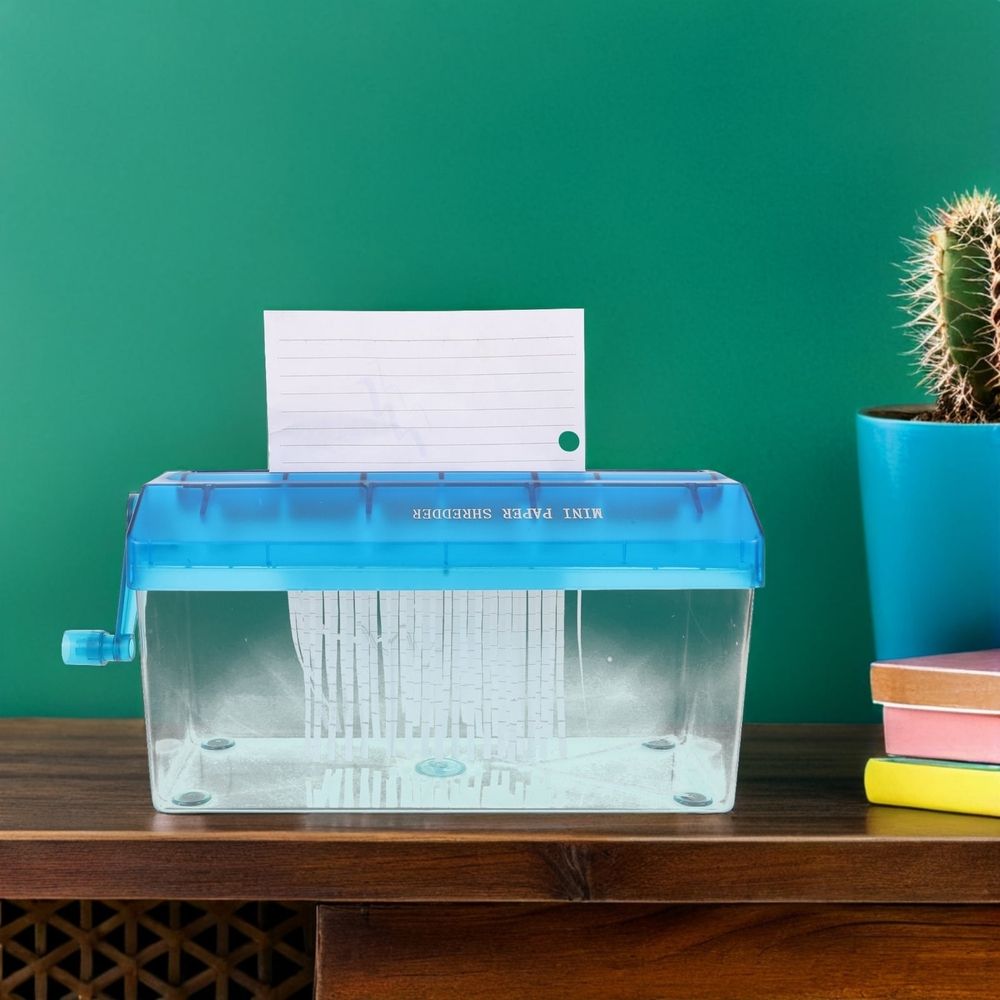Hand Crank Paper Shredder for A4 Documents - Manual Desktop Paper Cutter for Home Office Use - Portable Stationery