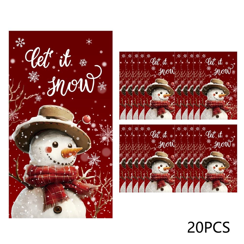 Christmas snowman Napkins Xmas Paper Napkins Doubles Sided Print Merry Christmas Kitchen Guest Napkins For Xmas Party Supplies Long napkin 20 Pcs