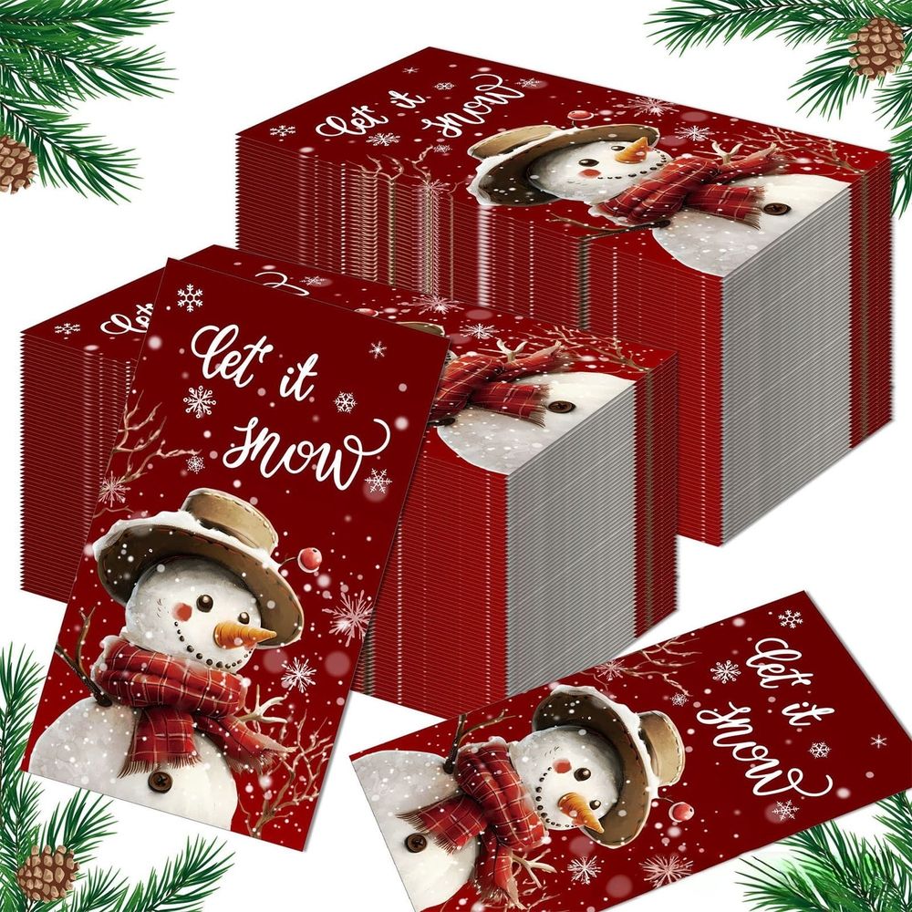 Christmas snowman Napkins Xmas Paper Napkins Doubles Sided Print Merry Christmas Kitchen Guest Napkins For Xmas Party Supplies Long napkin 20 Pcs
