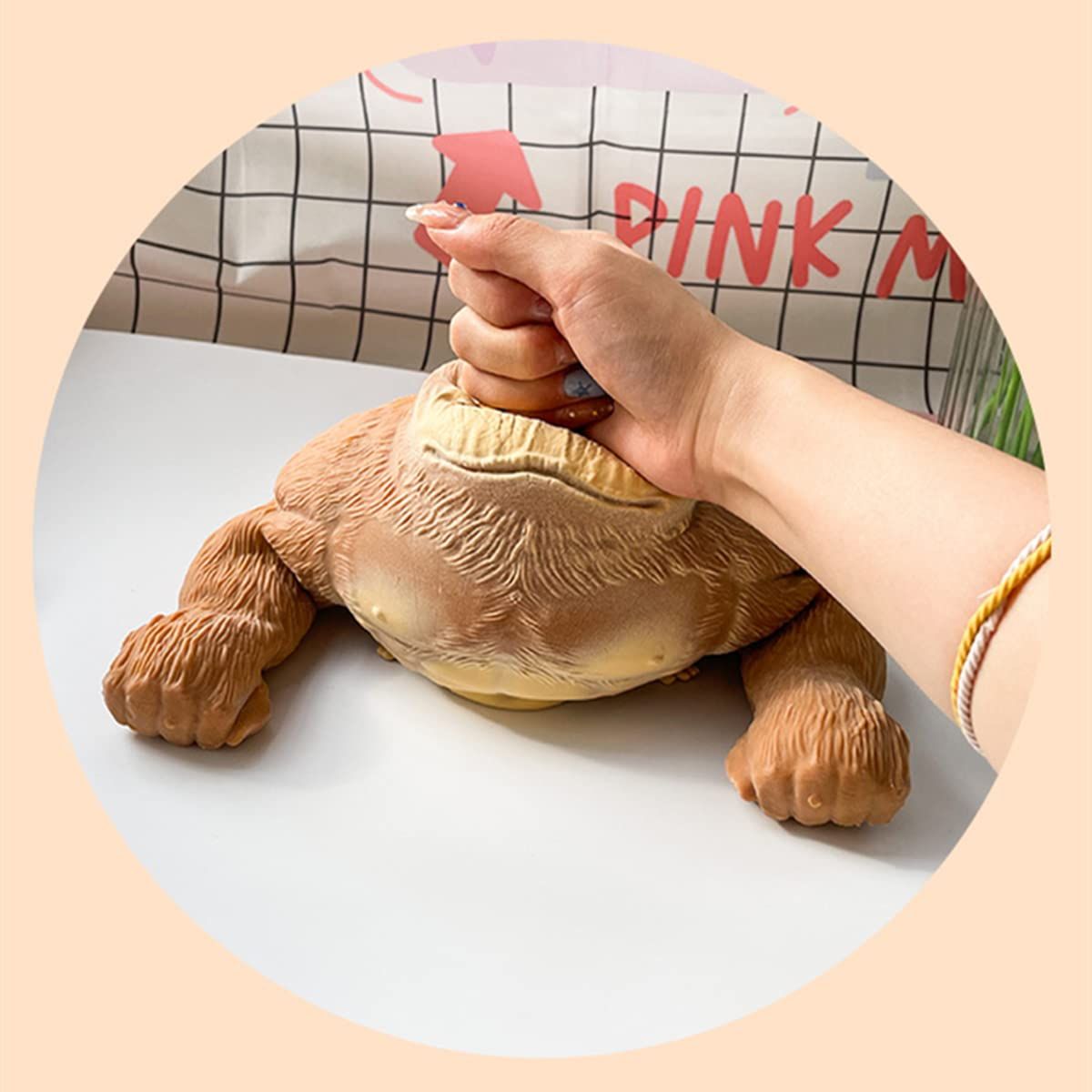 Stretchy Glue-Sand Filled Rubber Gorilla , Latex Gorilla Soft Decompression Doll Toy, Animal High-Elastic Stretchable ,Squishy