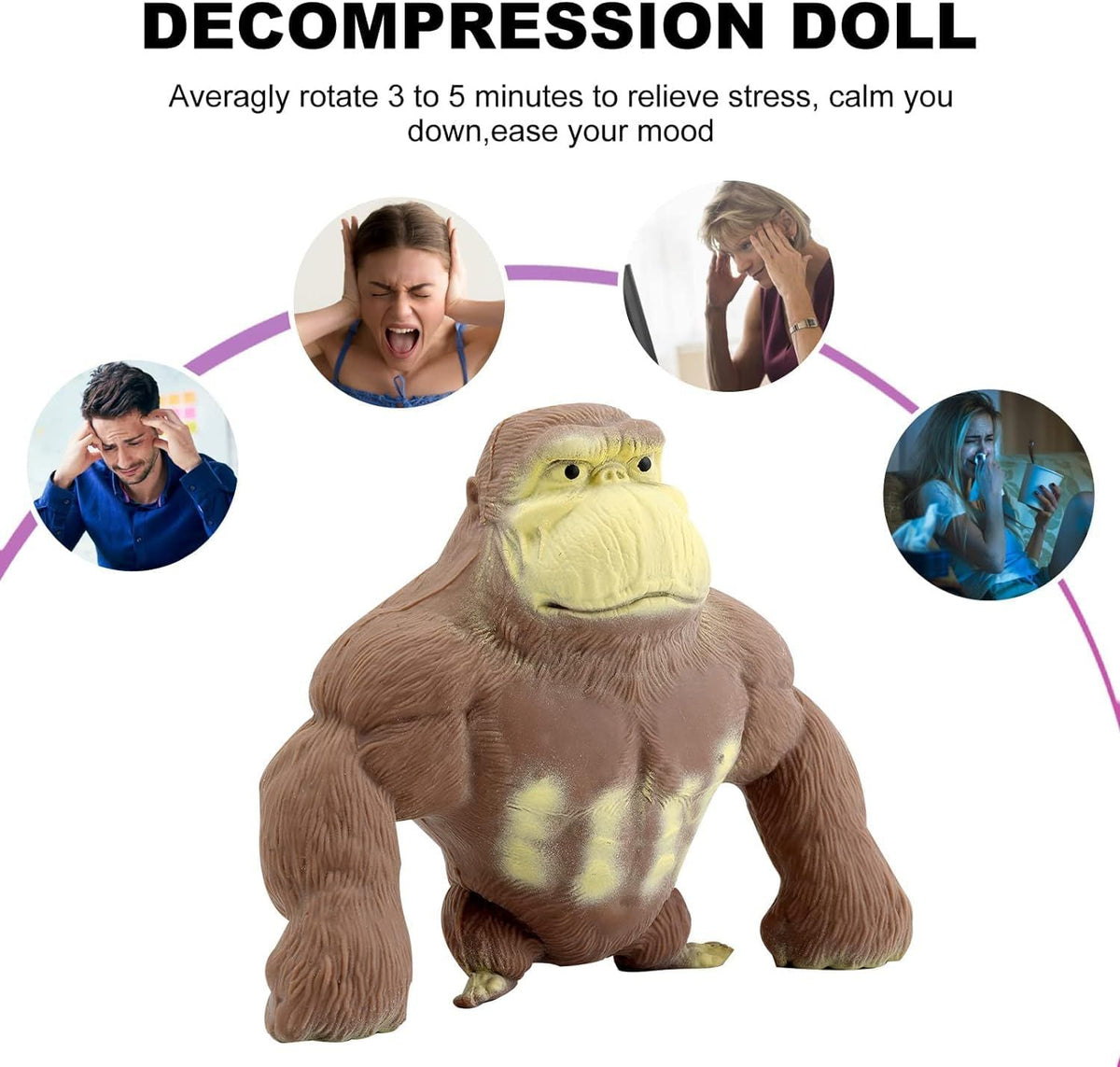 Stretchy Glue-Sand Filled Rubber Gorilla , Latex Gorilla Soft Decompression Doll Toy, Animal High-Elastic Stretchable ,Squishy