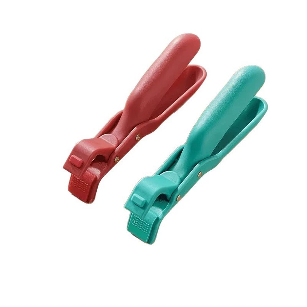 Two multifunctional silicone anti scald clips - heat-resistant kitchen tools suitable for hot plates and bowls (red, green)