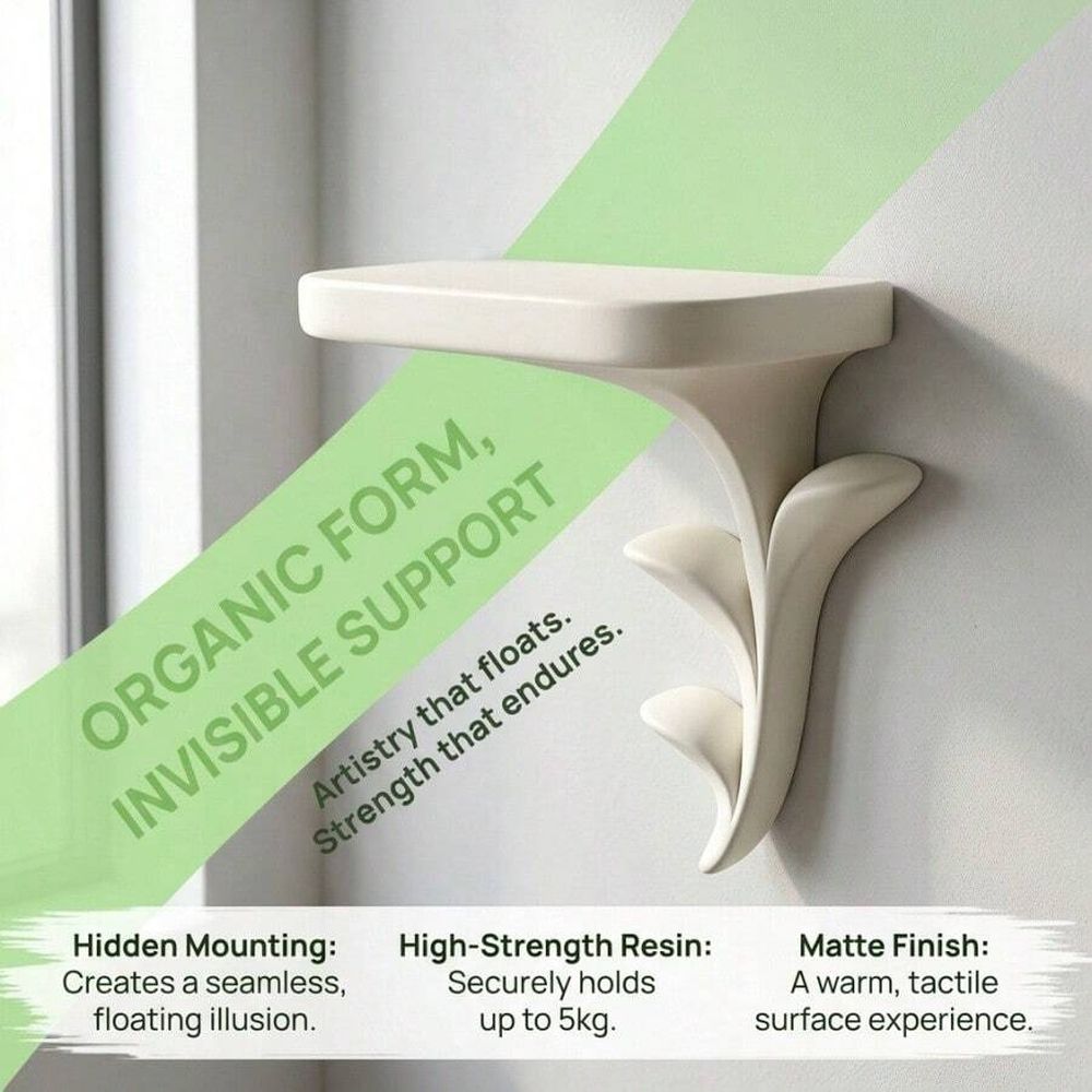 2Pcs Sprout Wall Mounted Storage Rack - Creative Plant Style Organizer and Display Stand (Green, White)
