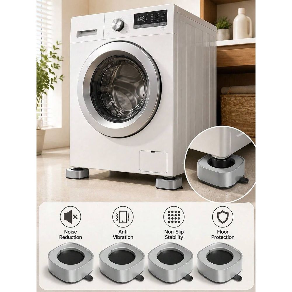 4-Pack Anti-Vibration Washing Machine Pads – Non-Slip, Shock-Absorbing & Noise-Reducing Foot Pads for Appliances