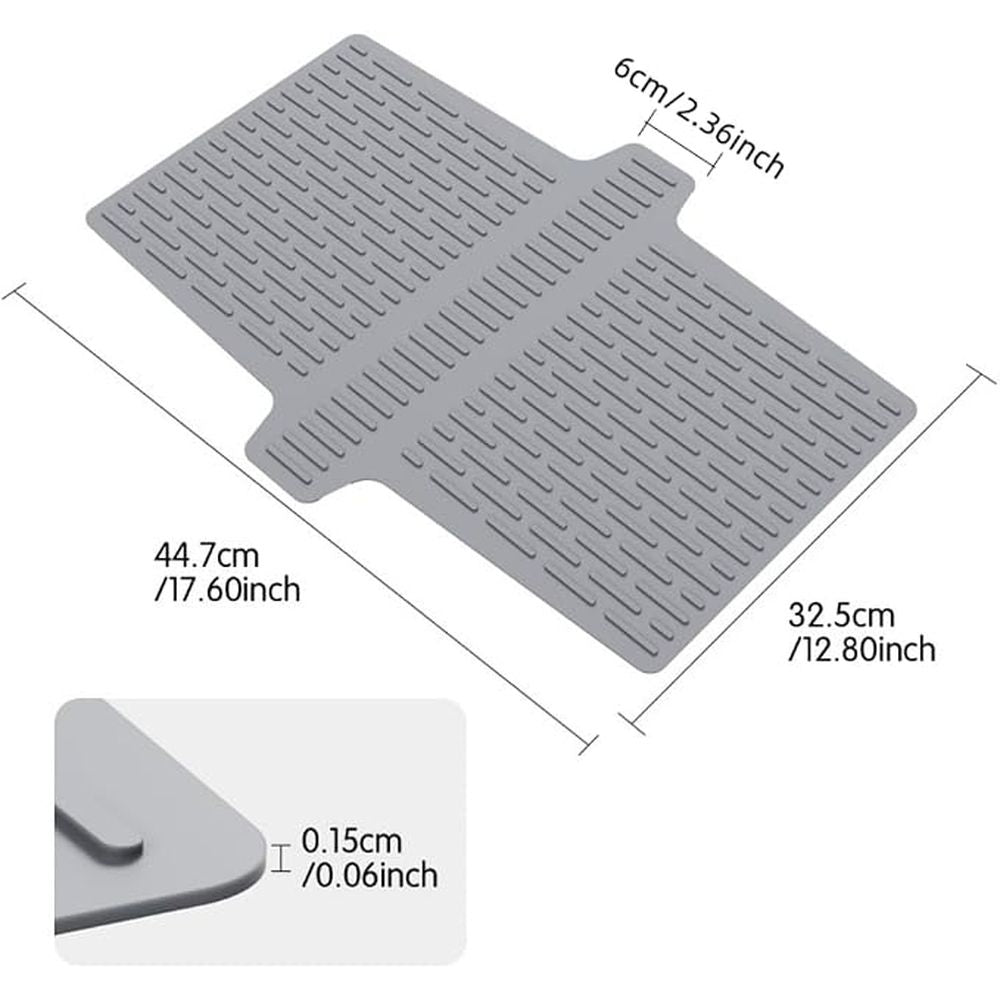 Silicone Kitchen Sink Divider Mat – Heat Resistant Counter Protection Pad for Double Basin, Dishwasher Safe(Grey)