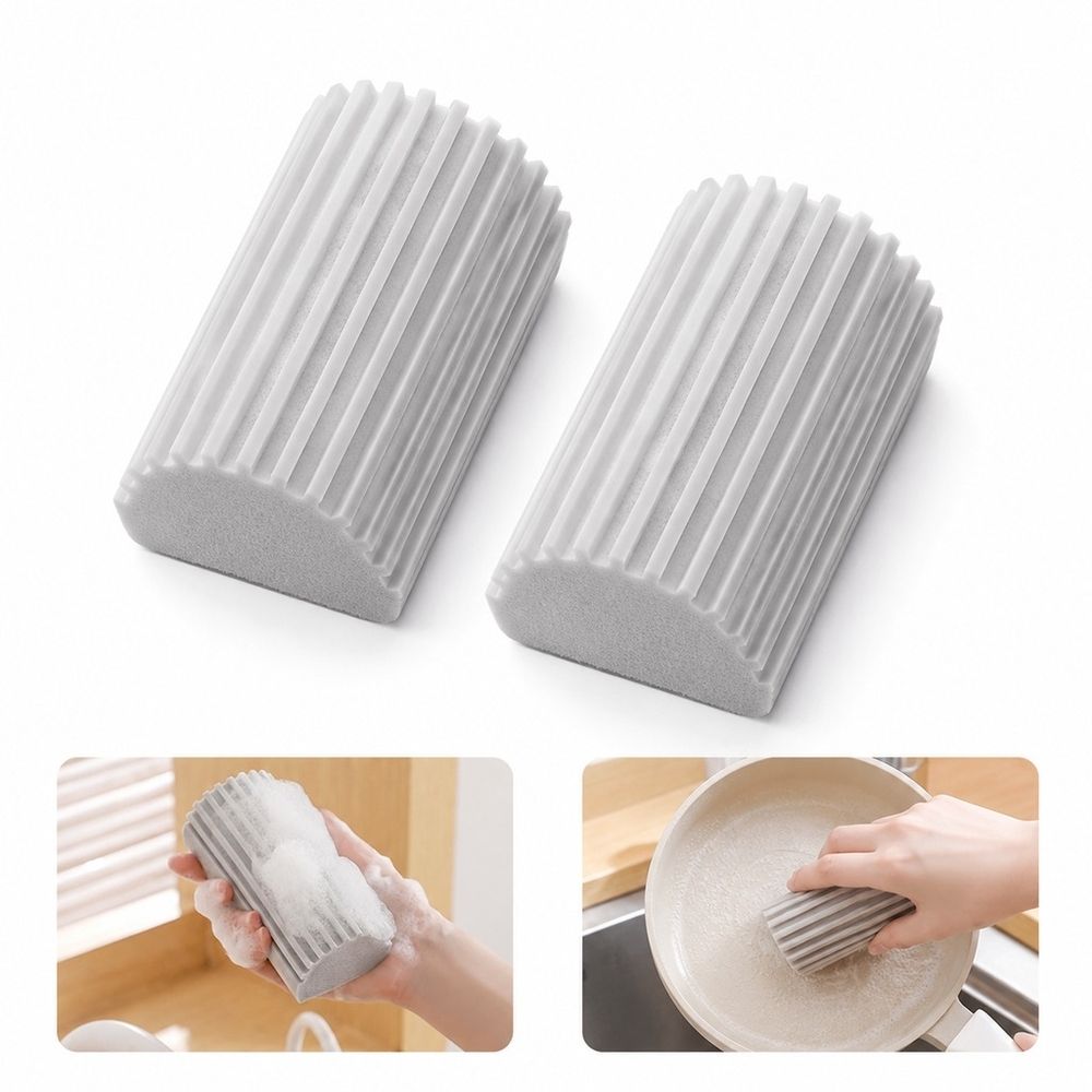 2 Pcs Cleaning Sponge, Used For Floor, Air Vent, Mirror, Ceiling Fan And Cobweb Cleaning, Dust-Free Flying And Spreading,10.5*5.5*4.5cm,Grey