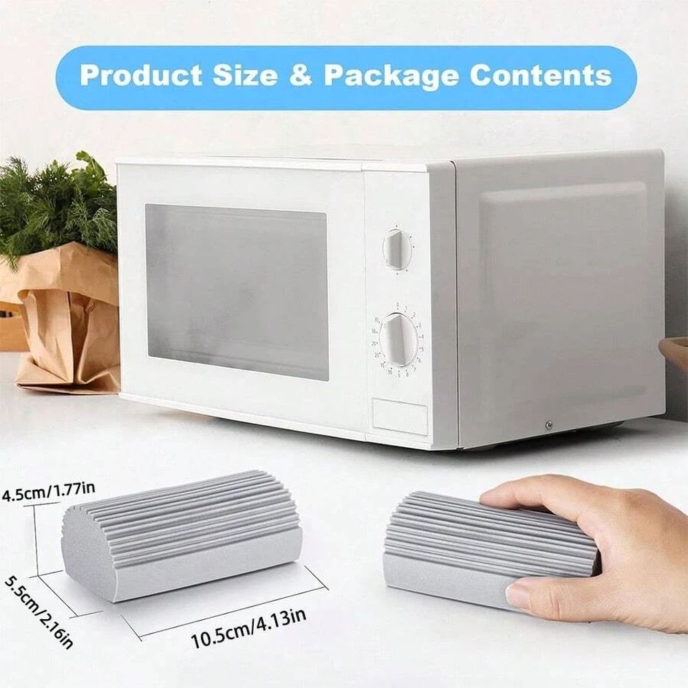 2 Pcs Cleaning Sponge, Used For Floor, Air Vent, Mirror, Ceiling Fan And Cobweb Cleaning, Dust-Free Flying And Spreading,10.5*5.5*4.5cm,Grey