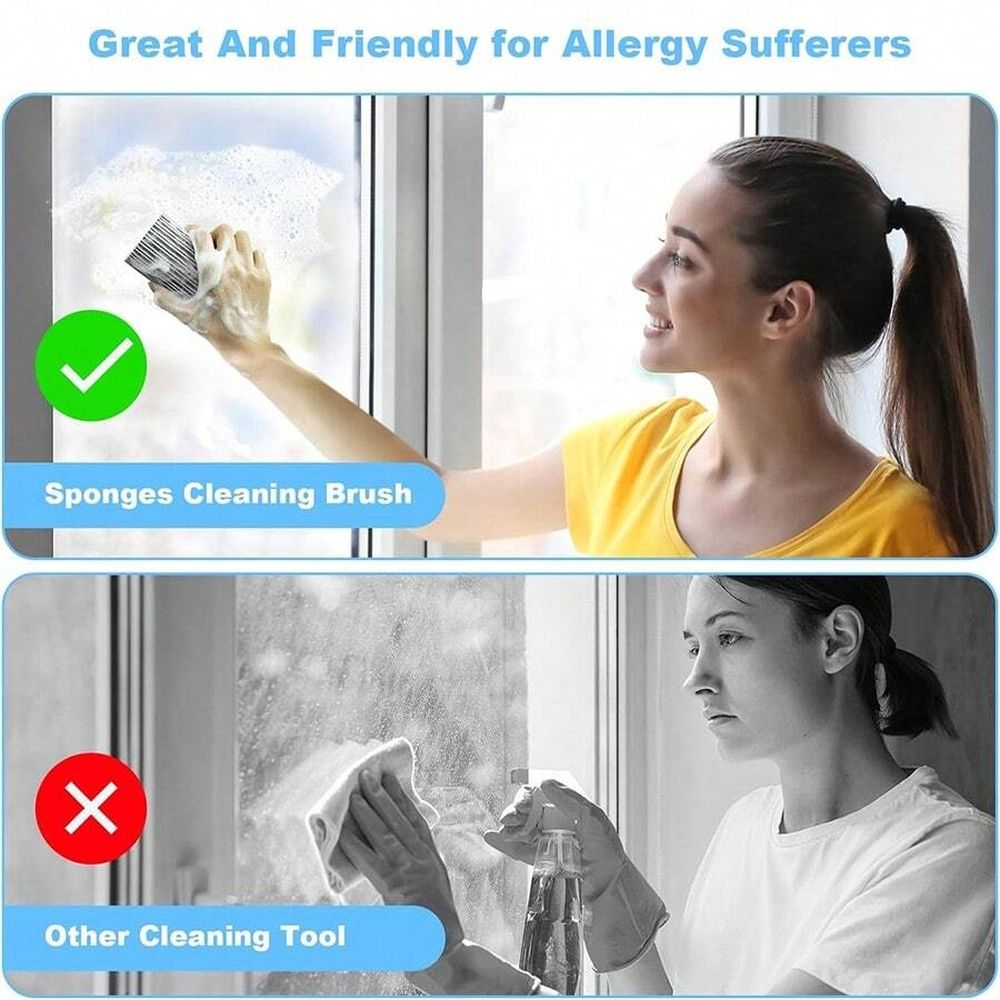2 Pcs Cleaning Sponge, Used For Floor, Air Vent, Mirror, Ceiling Fan And Cobweb Cleaning, Dust-Free Flying And Spreading,10.5*5.5*4.5cm,Grey