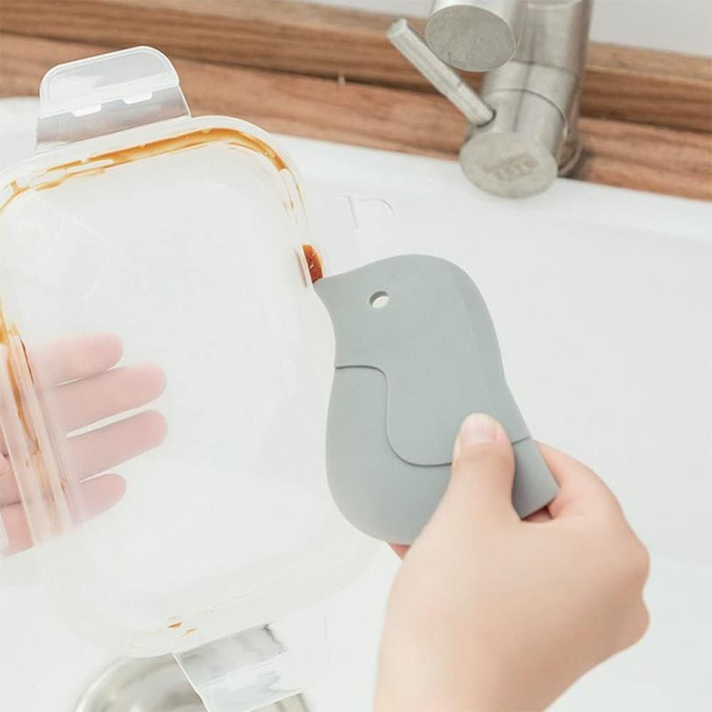 3 Pcs Penguin Soft Scraper Multifunctional Kitchen Scraper Board, Oil Board Scraper, Baking Cleaning Tool, 11*7cm(Pink,Grey,Green)