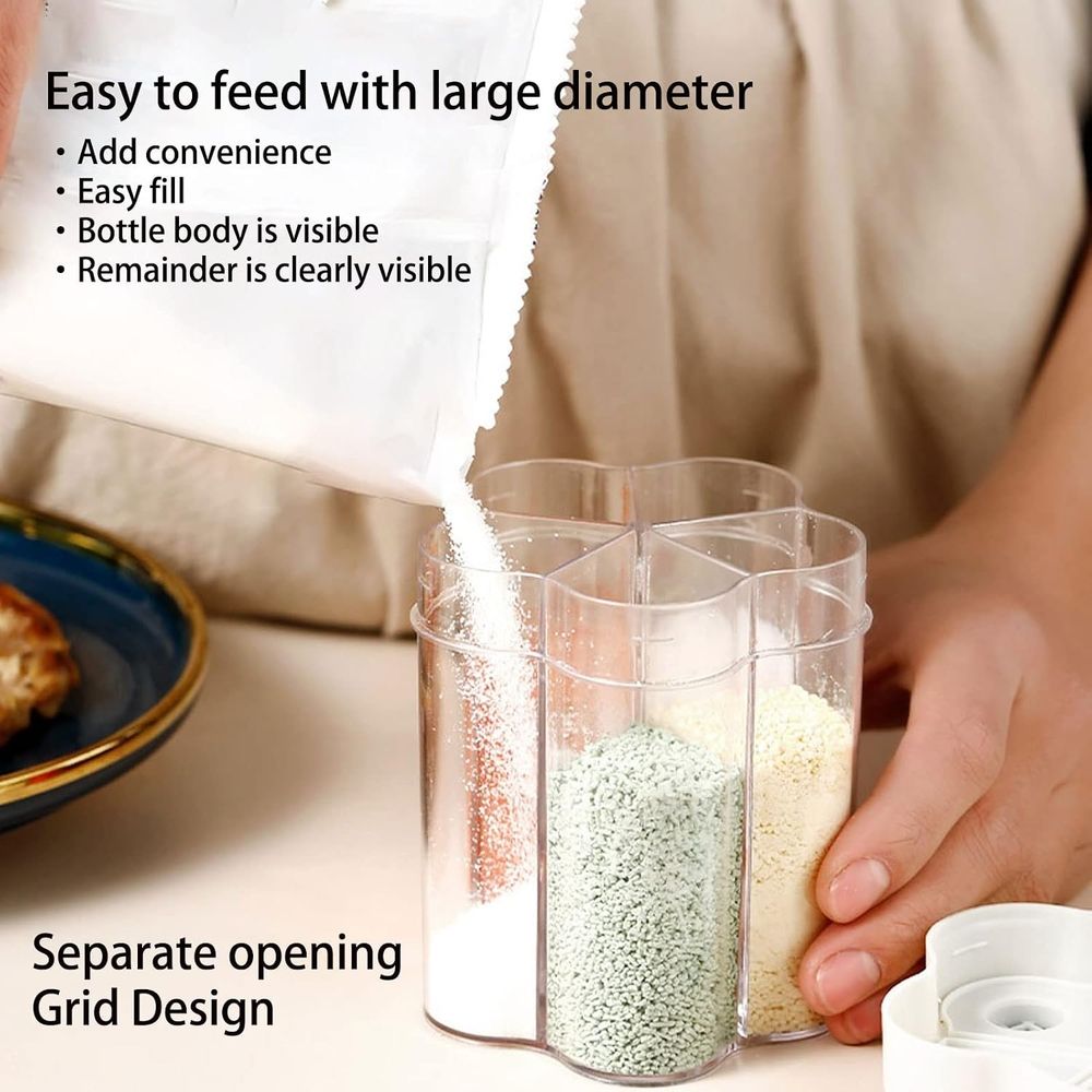 5-In-1 Portable Spice Container, For Home Kitchen, Kitchen Storage, Outdoor Camping Seasoning Storage,11*9cm,Red