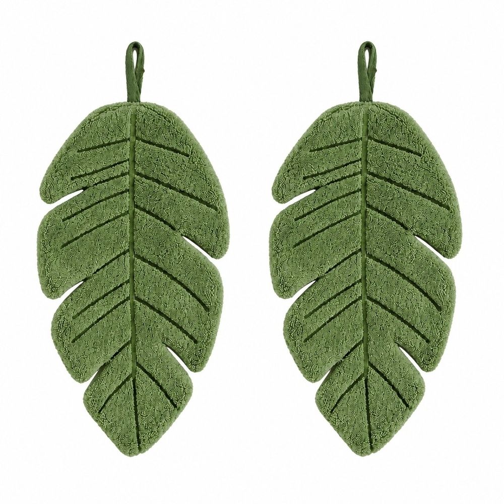2 Pcs Leaf Shaped Towel Set, Soft Absorbent Hanging Towel,Suitable For Bathroom, Kitchen, Home Decor,Exclusive Gift For Plant Lovers,27*16cm